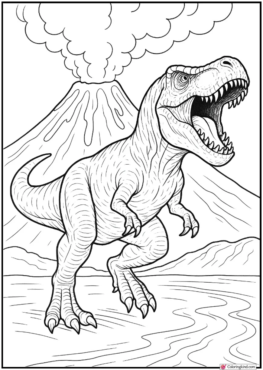 T-Rex and Rising Volcano