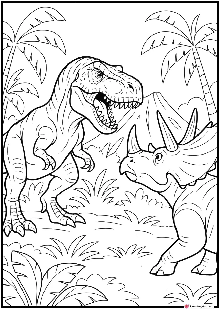 T-Rex Facing a Triceratops