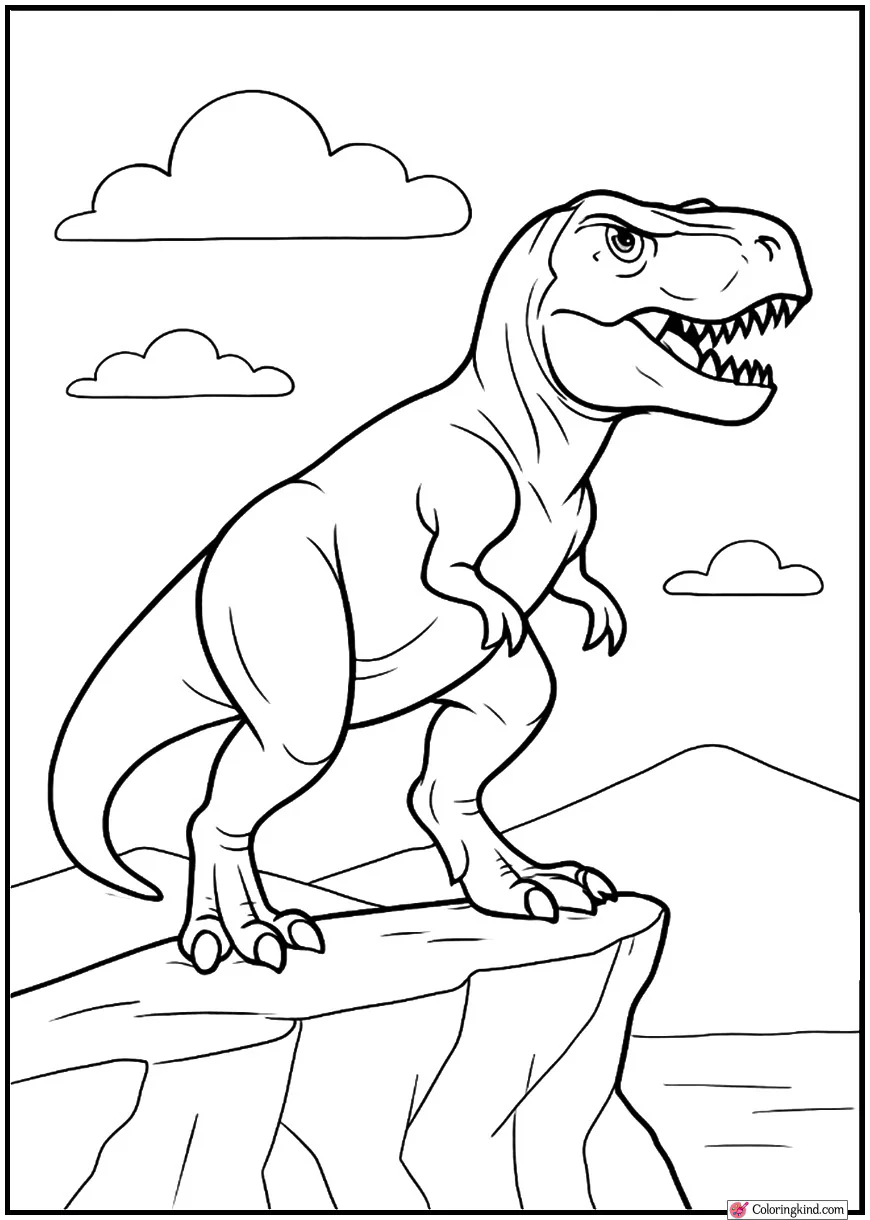 T-Rex on Cliff Overlooking Valley