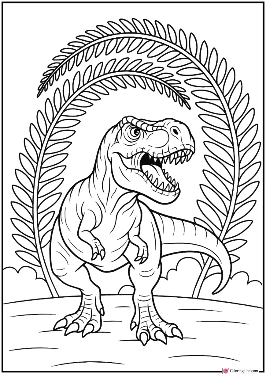 T-Rex Near Giant Fern Arch