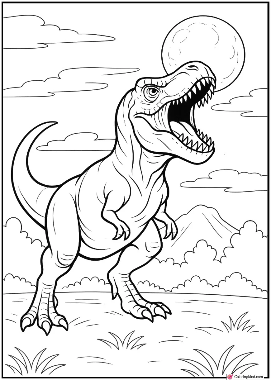 T-Rex Roaring at the Moon