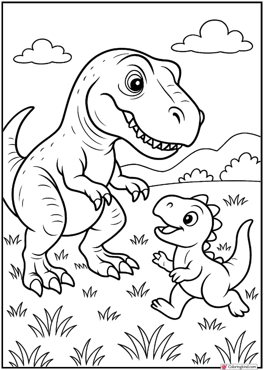 T-Rex Playing With Baby Dinosaur