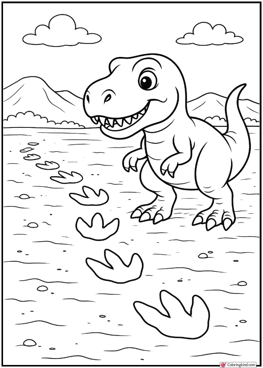 T-Rex Following Dinosaur Tracks