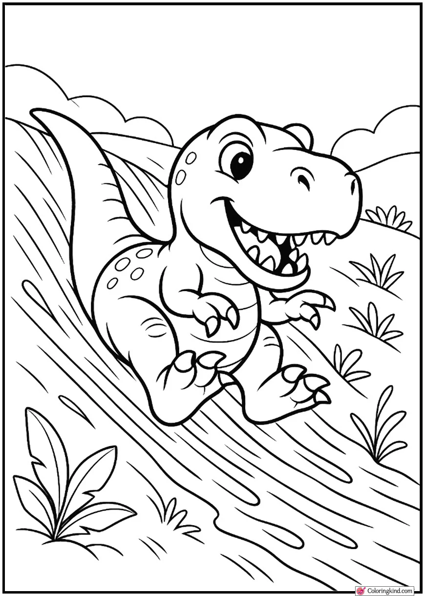 T-Rex Sliding Down Mud Slope