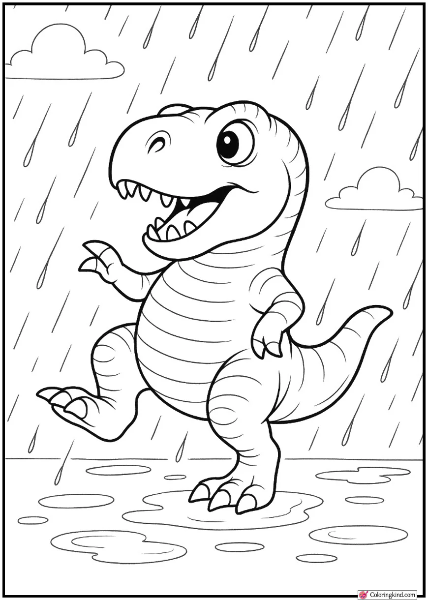 T-Rex Dancing in Rain