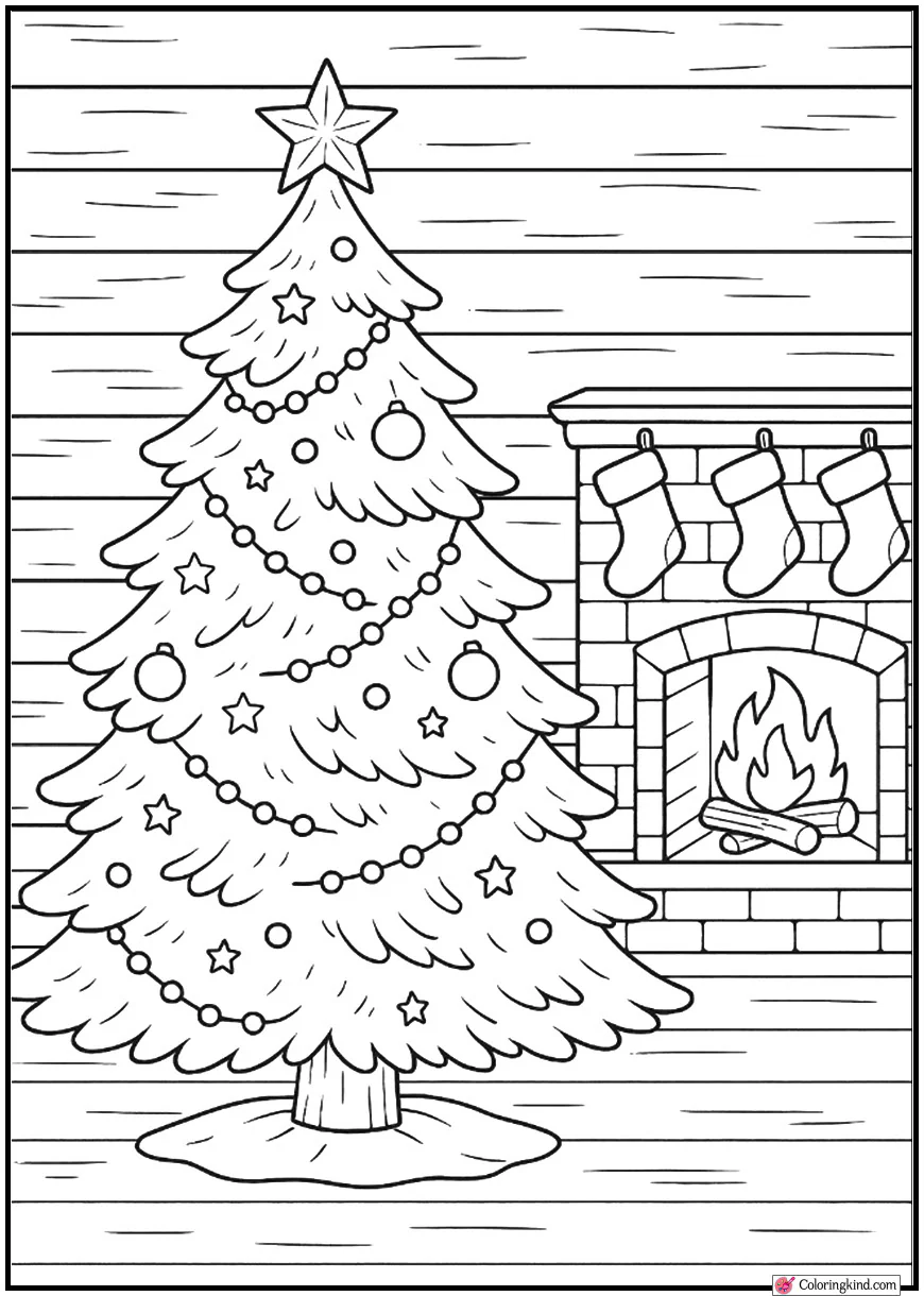 Christmas Tree in Cozy Cabin Room