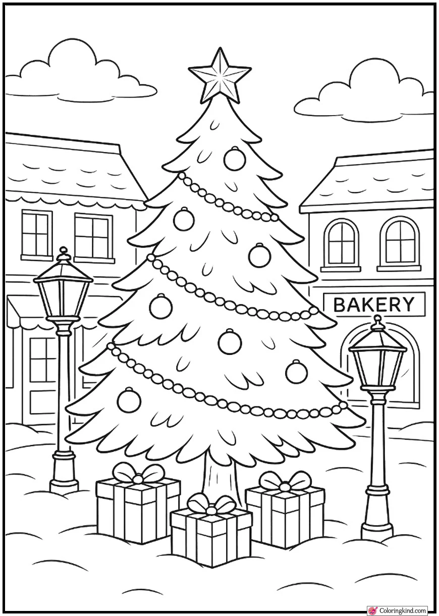 Christmas Tree in Winter Village Square