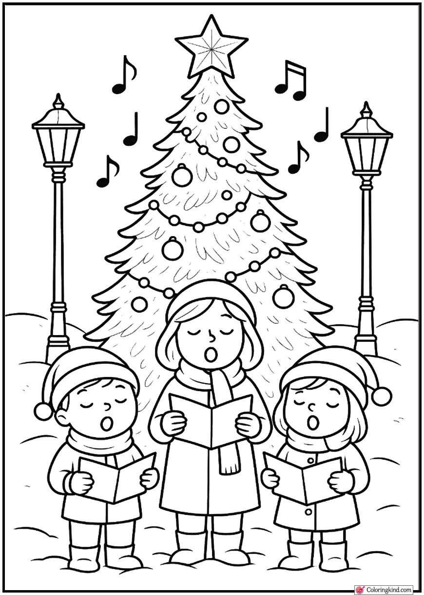 Christmas Tree with Carolers Singing