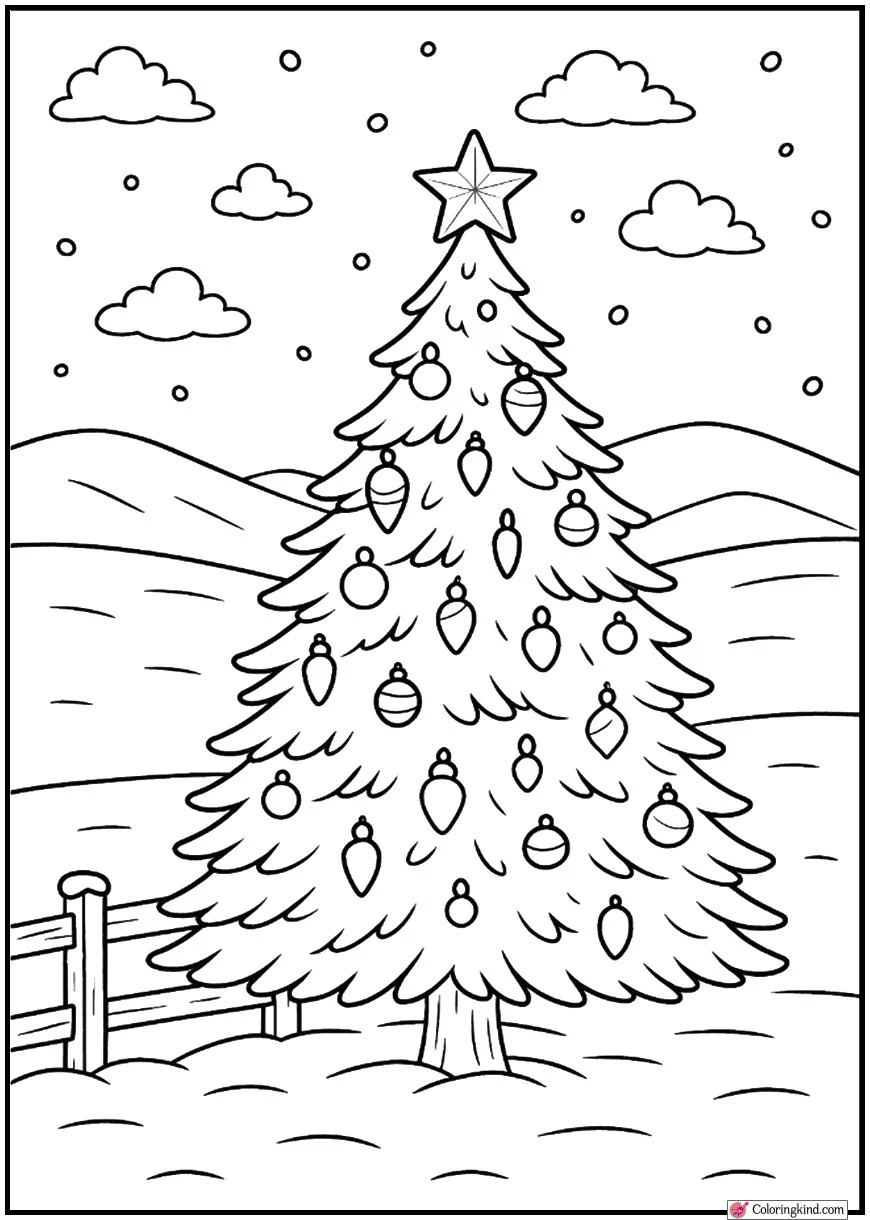 Christmas Tree by Wooden Fence