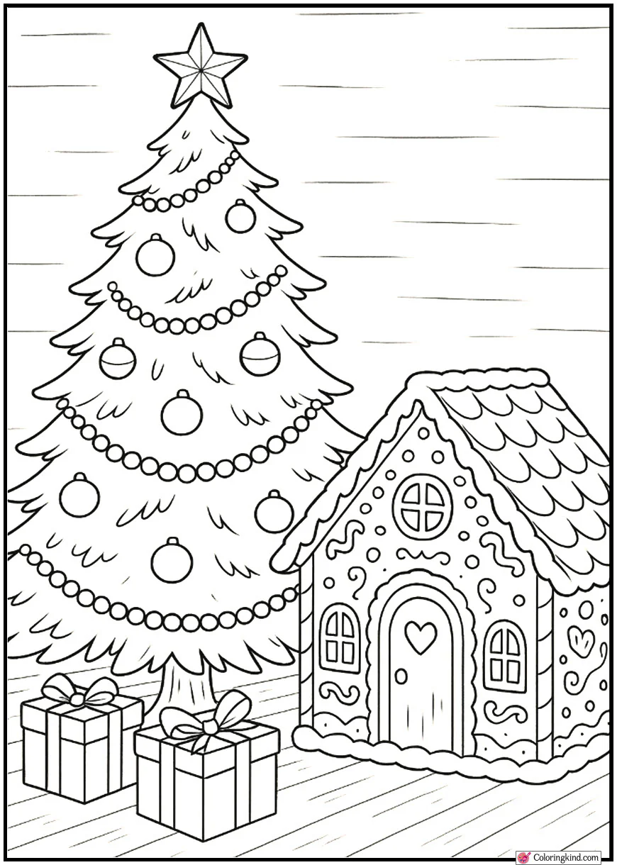 Christmas Tree with Gingerbread House