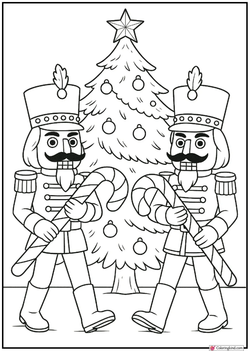 Christmas Tree with Nutcrackers and Candy Canes