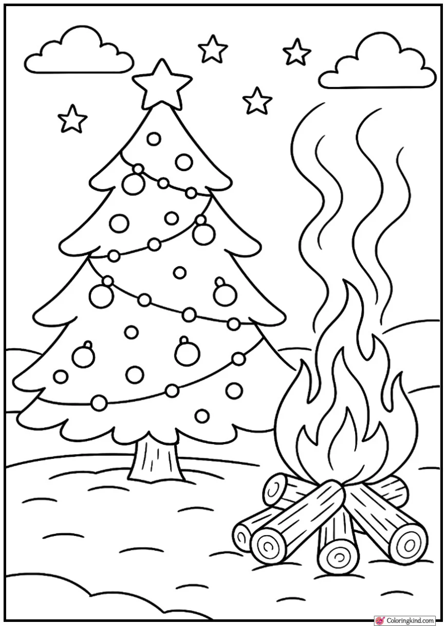 Christmas Tree at Christmas Eve Campfire