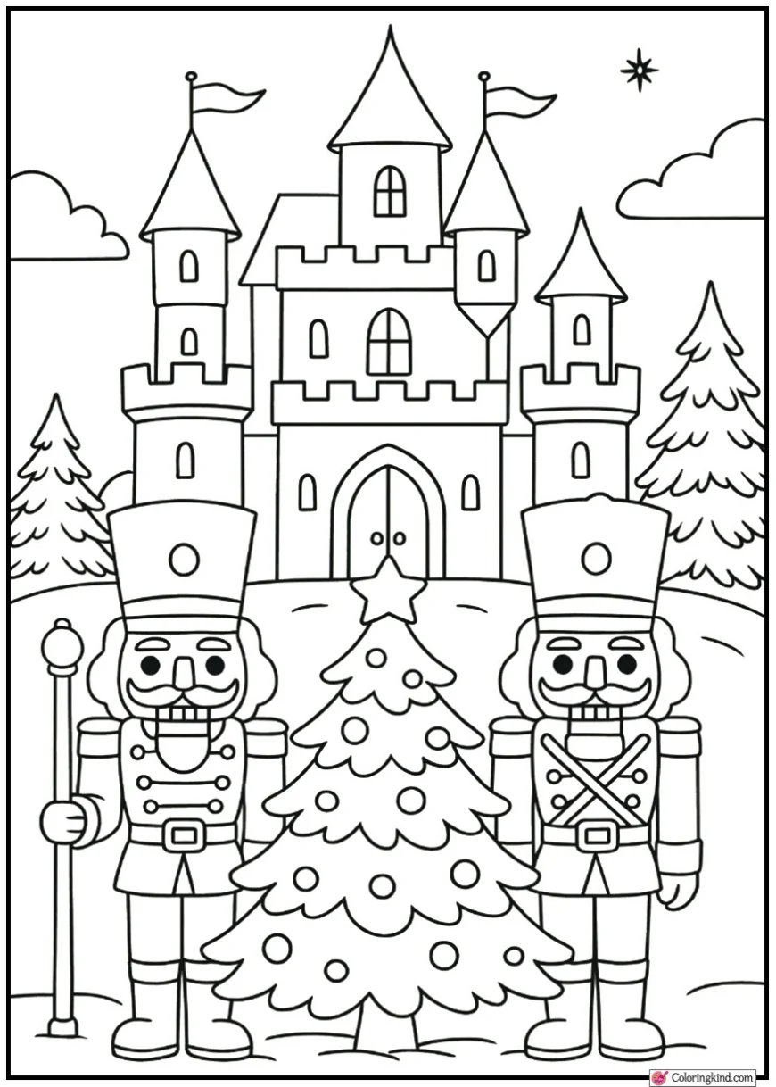 Nutcracker Soldiers Guarding Enchanted Christmas Castle