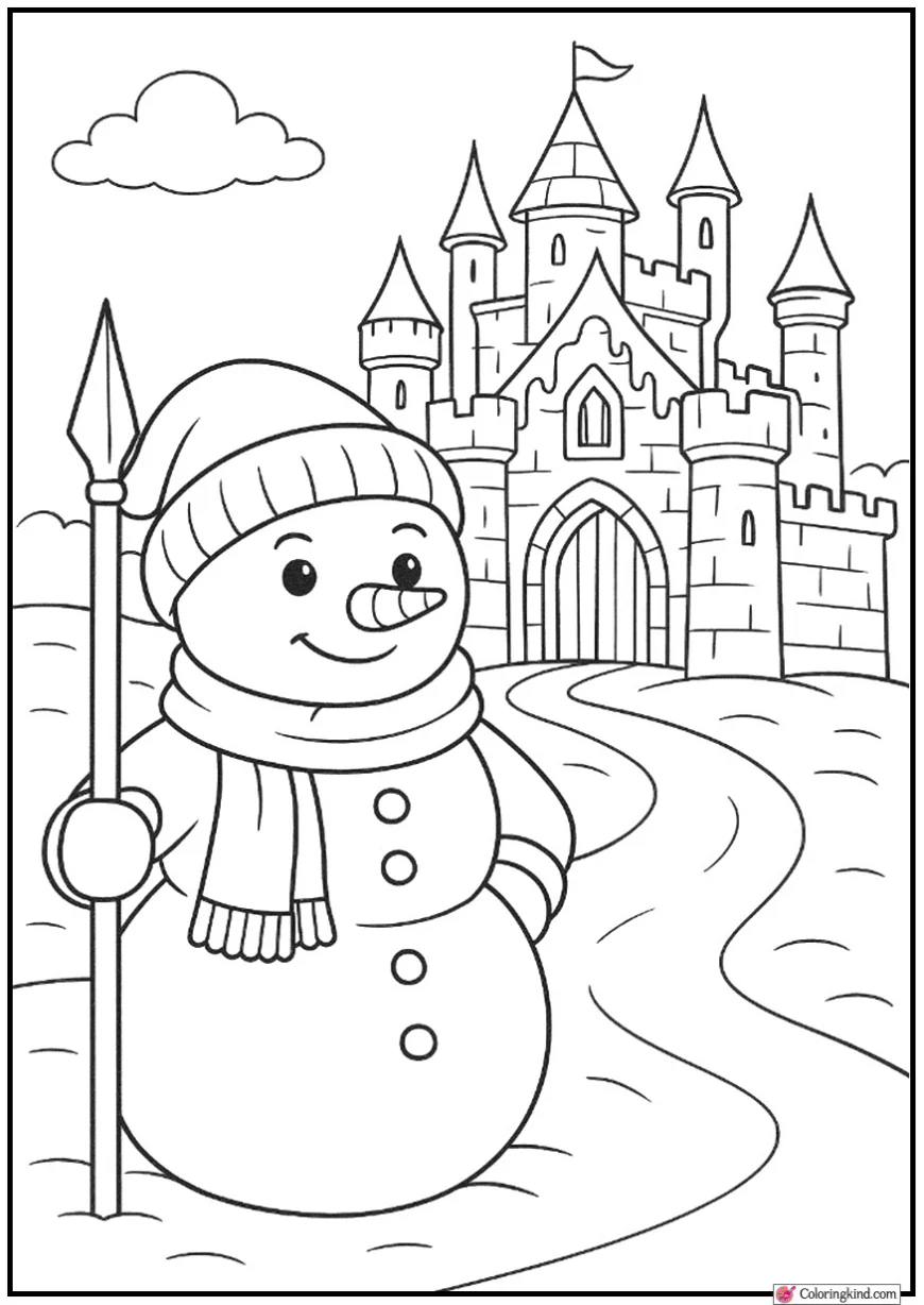 Snowman Guarding Ice Castle Entrance