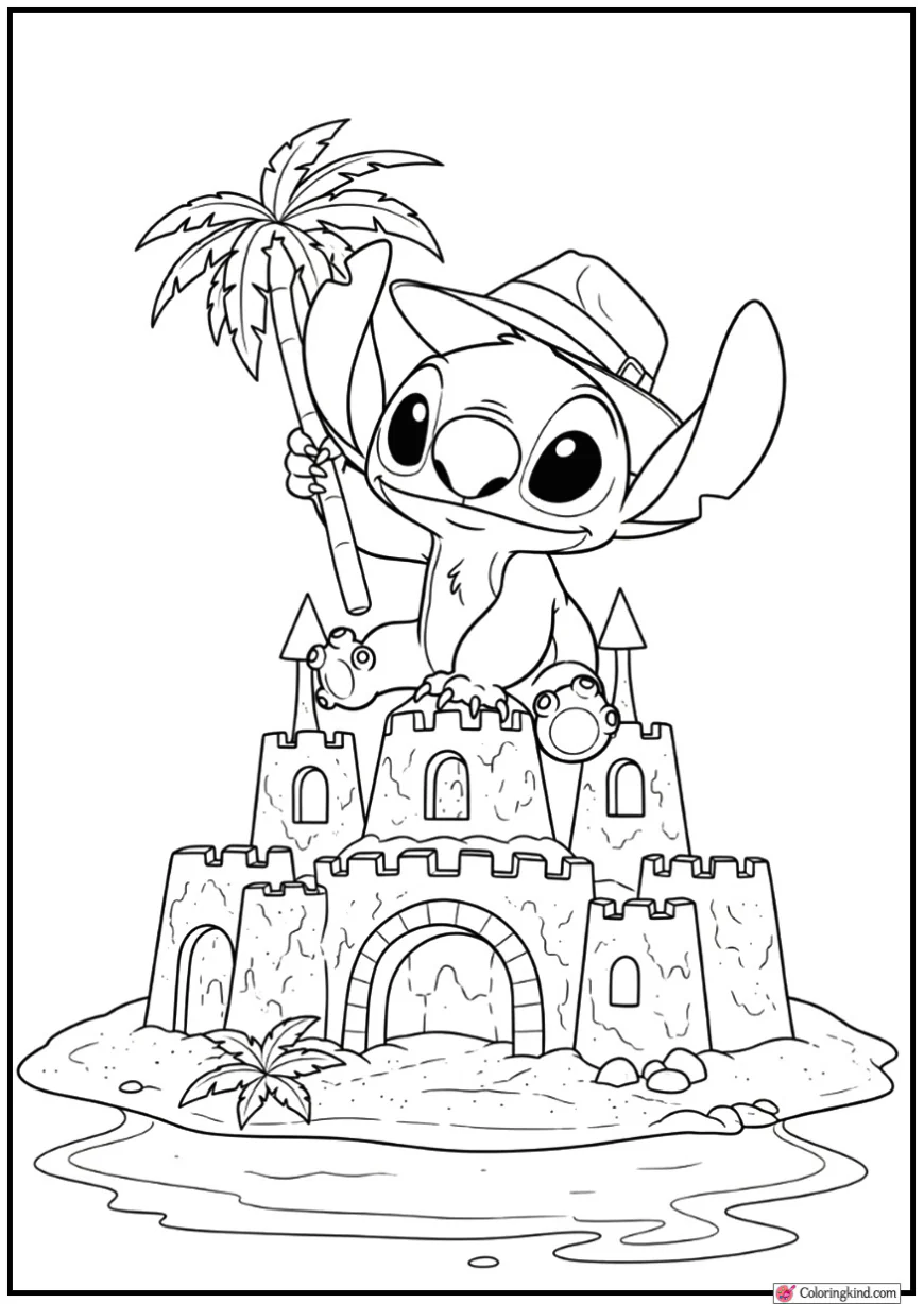 Stitch Building Sandcastle at Island Beach