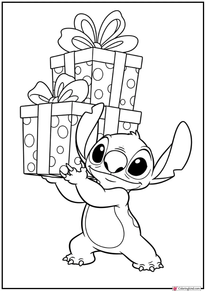 Stitch Carrying Big Present Through