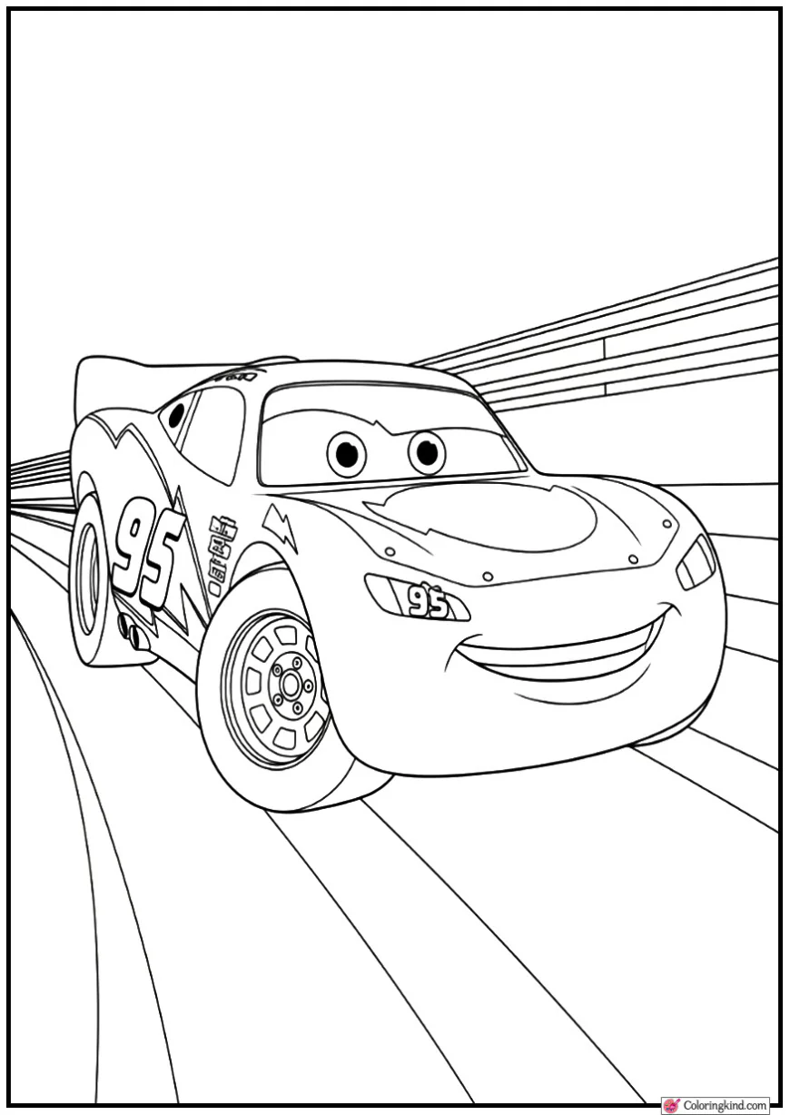 Cute Lightning McQueen on the Racetrack