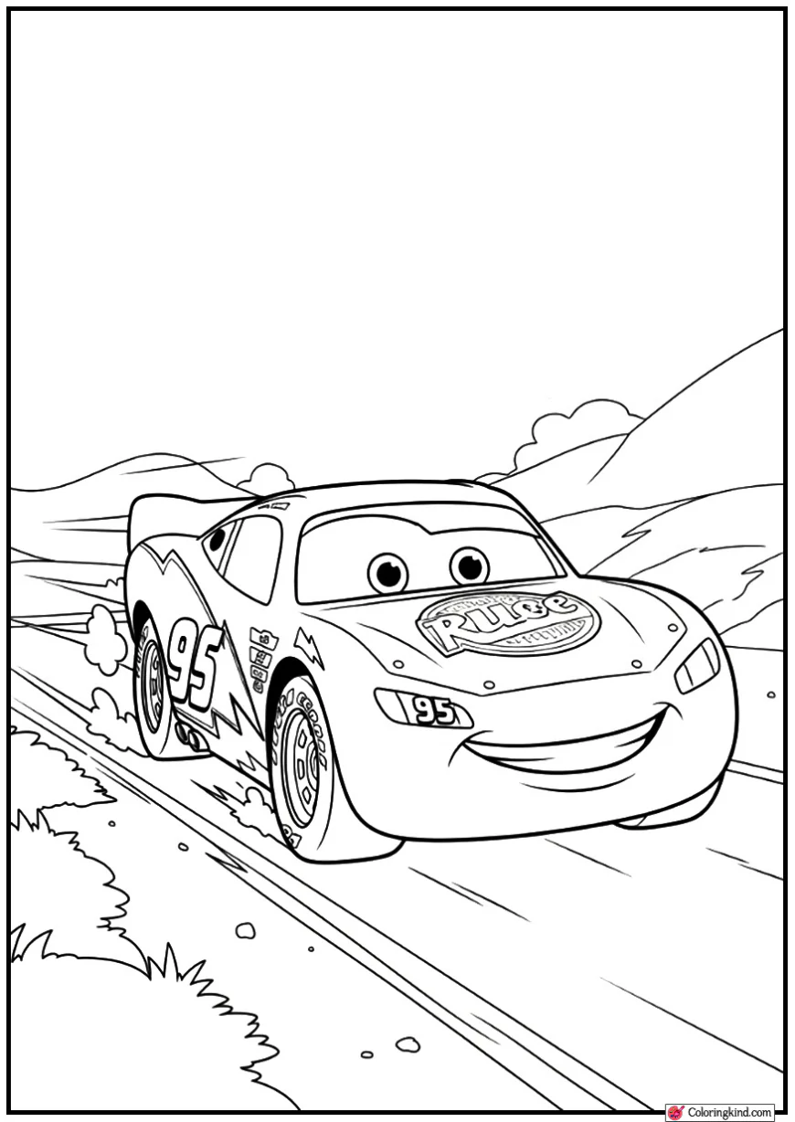 Lightning McQueen Speeding With Motion Lines