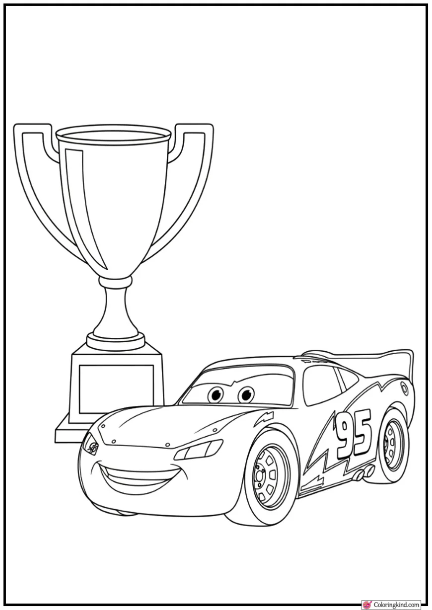 Lightning McQueen With a Race Trophy