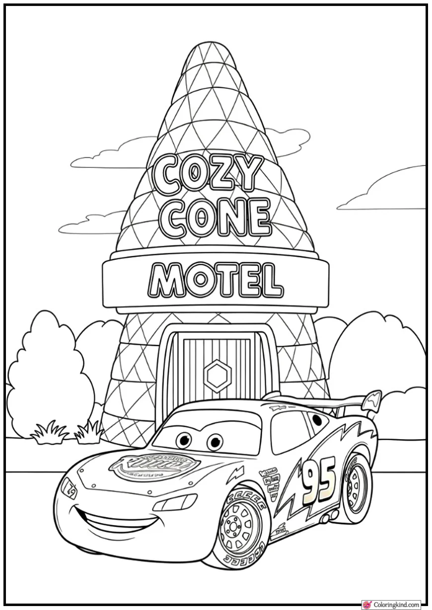 Lightning McQueen by the Cozy Cone Motel