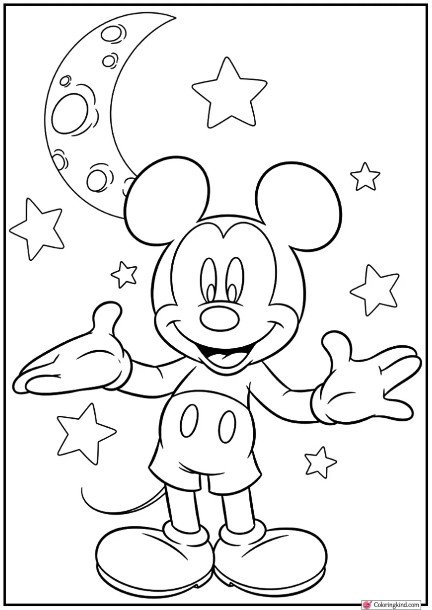 Mickey Mouse Playing with Stars and Moon Shapes