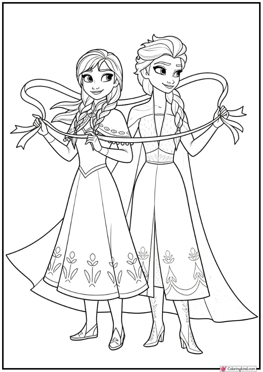 Anna and Elsa Playing With Winter Magic Ribbons