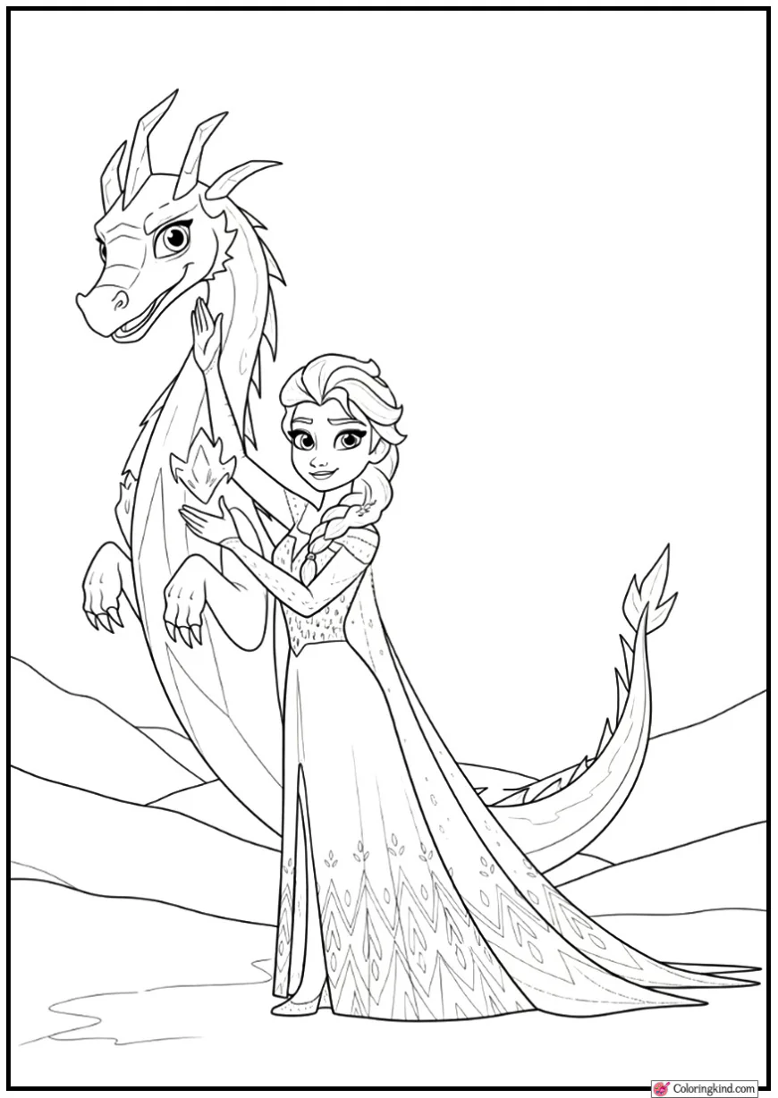 Elsa Forming Ice Dragon in Snowstorm