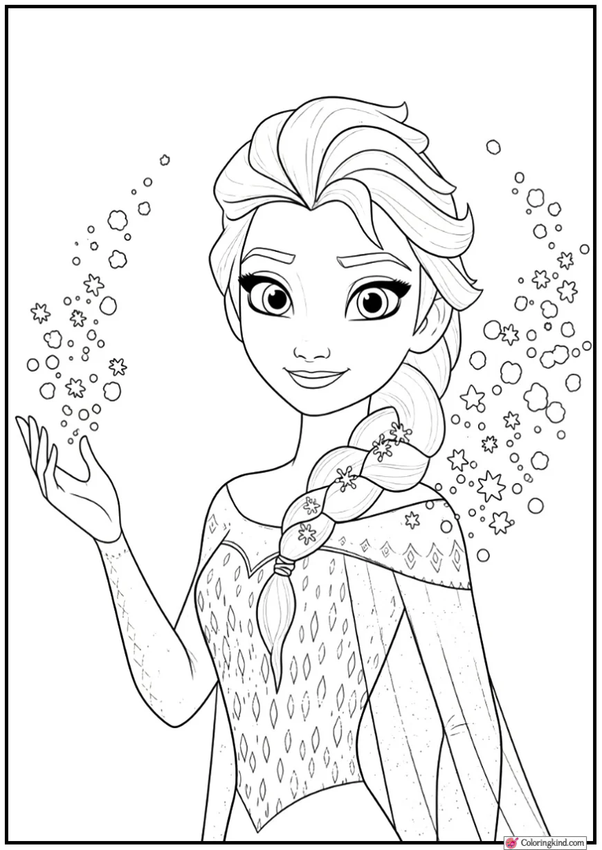 Elsa Surrounded by Snowy Magical Particles