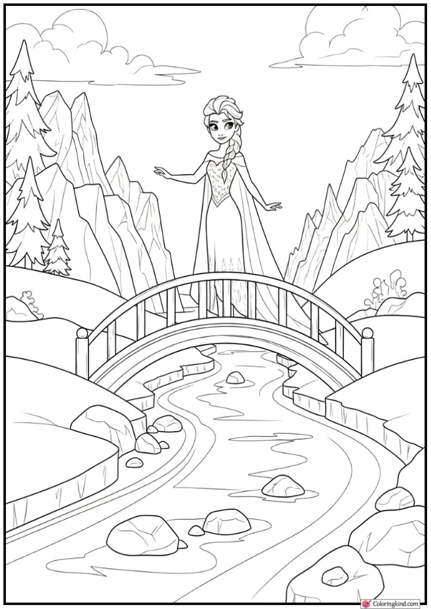 Elsa Creating Magical Ice Bridge Over River