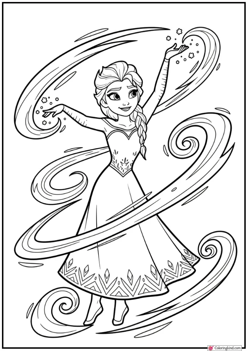 Elsa Dancing With Whirling Ice Swirls