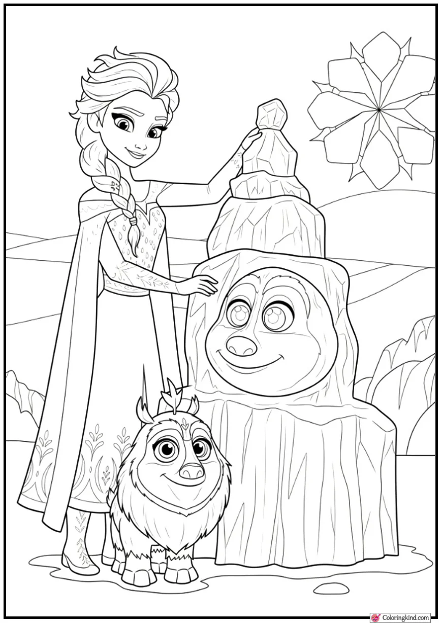 Elsa Making Ice Sculptures of Snowy Creatures