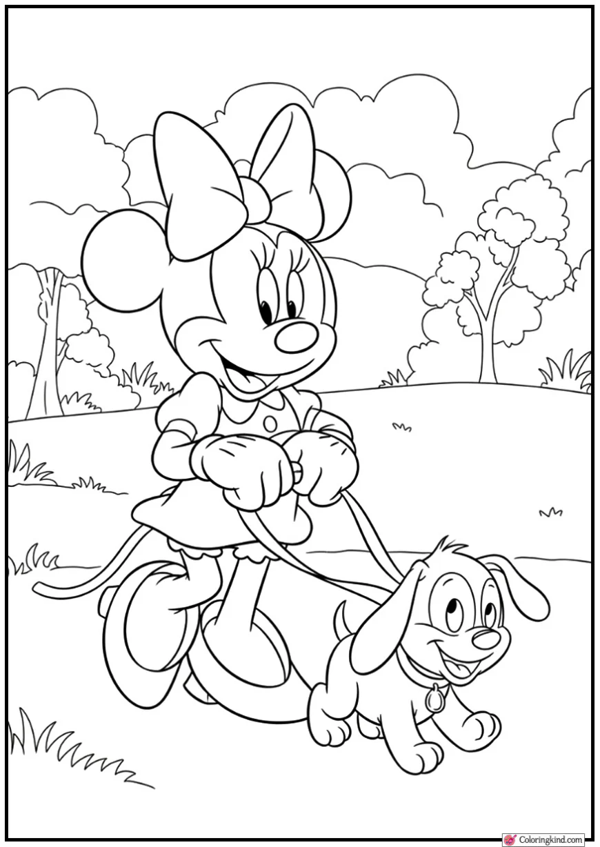 Minnie Mouse Walking Her Puppy