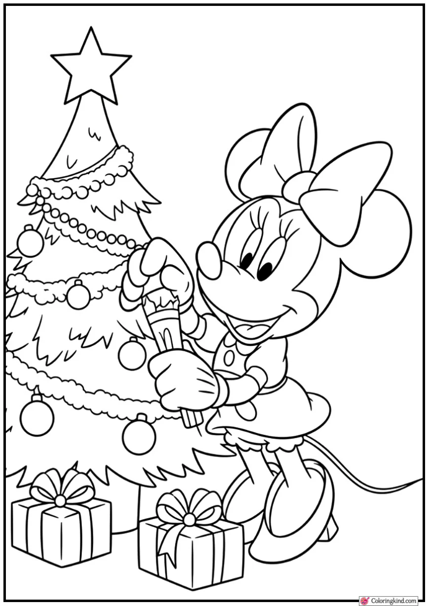 Minnie Mouse Decorating a Christmas Tree