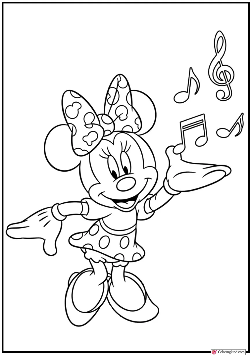 Minnie Mouse Dancing With Music Notes Floating