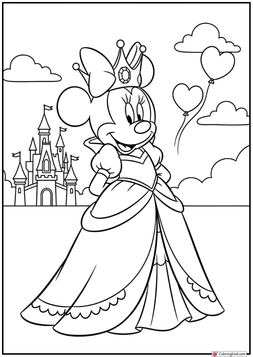 Minnie Mouse as a Princess Wearing a Crown