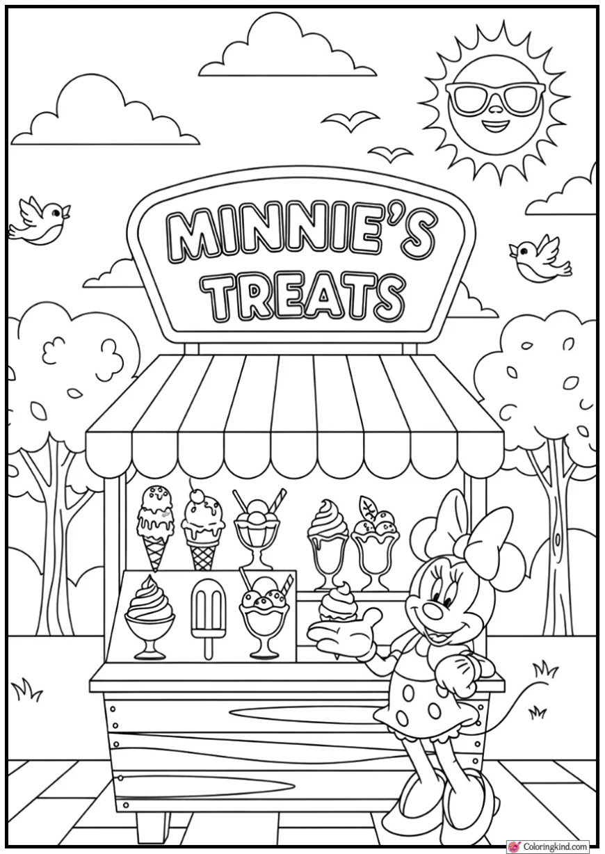 Minnie Mouse at an Ice Cream Stand