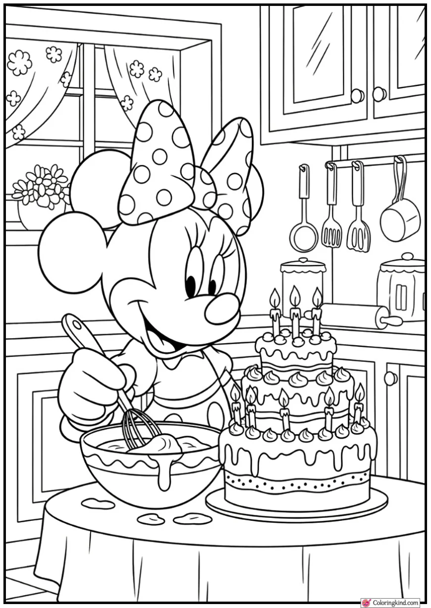 Minnie Mouse Baking a Birthday Cake