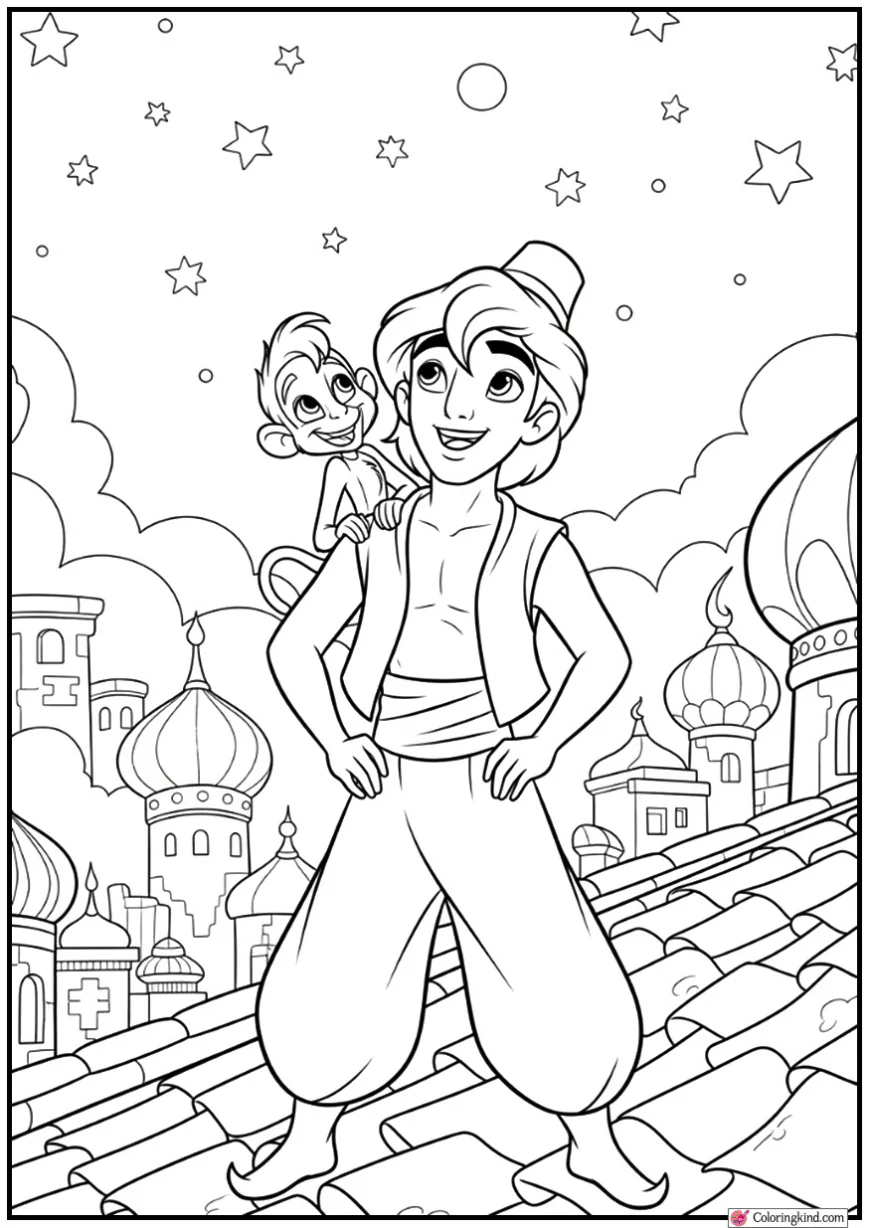 Aladdin Standing on a Rooftop