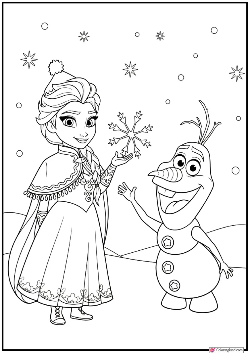Elsa and Olaf Playing with Snow Magic