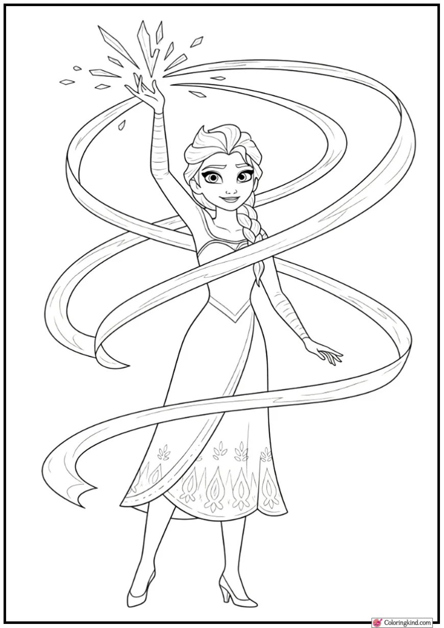 Elsa Creating Ice Ribbons in the Air with Magic