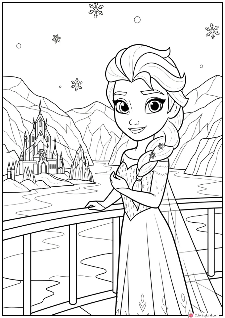 Elsa Standing on a Balcony