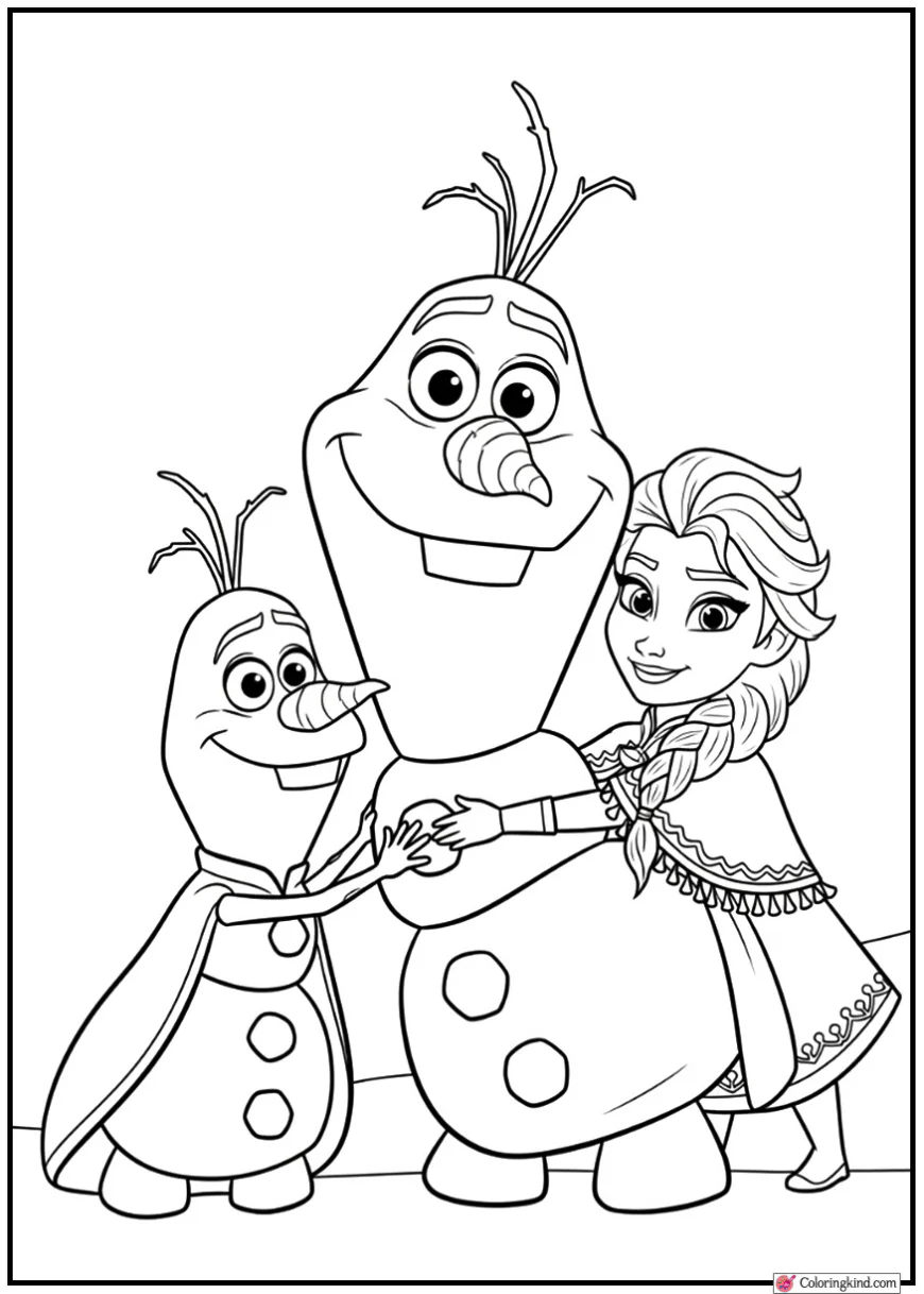 Elsa and Olaf Building a Giant Snowman Friend