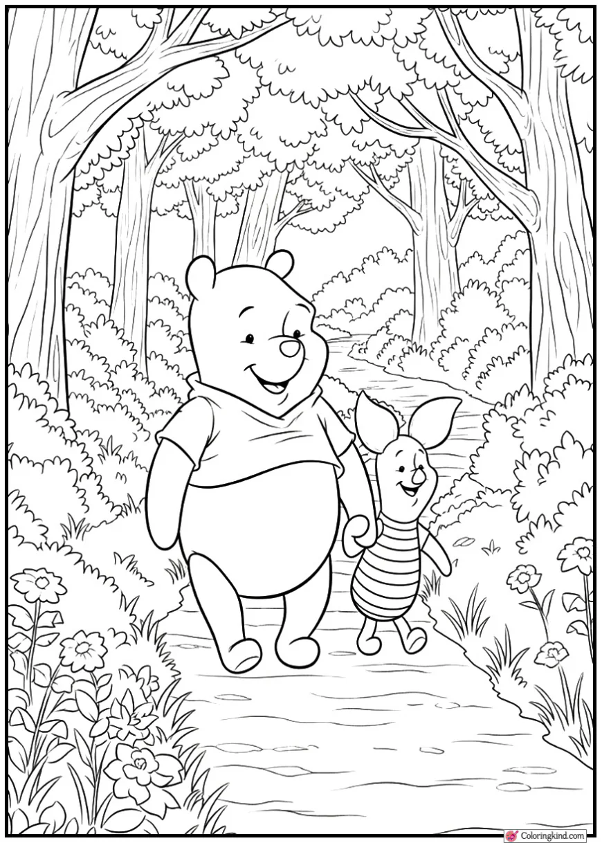 Winnie the Pooh and Piglet Walking