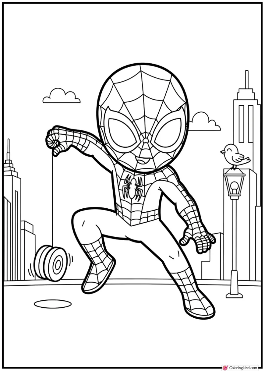 Spider-Man playing with a yo-yo