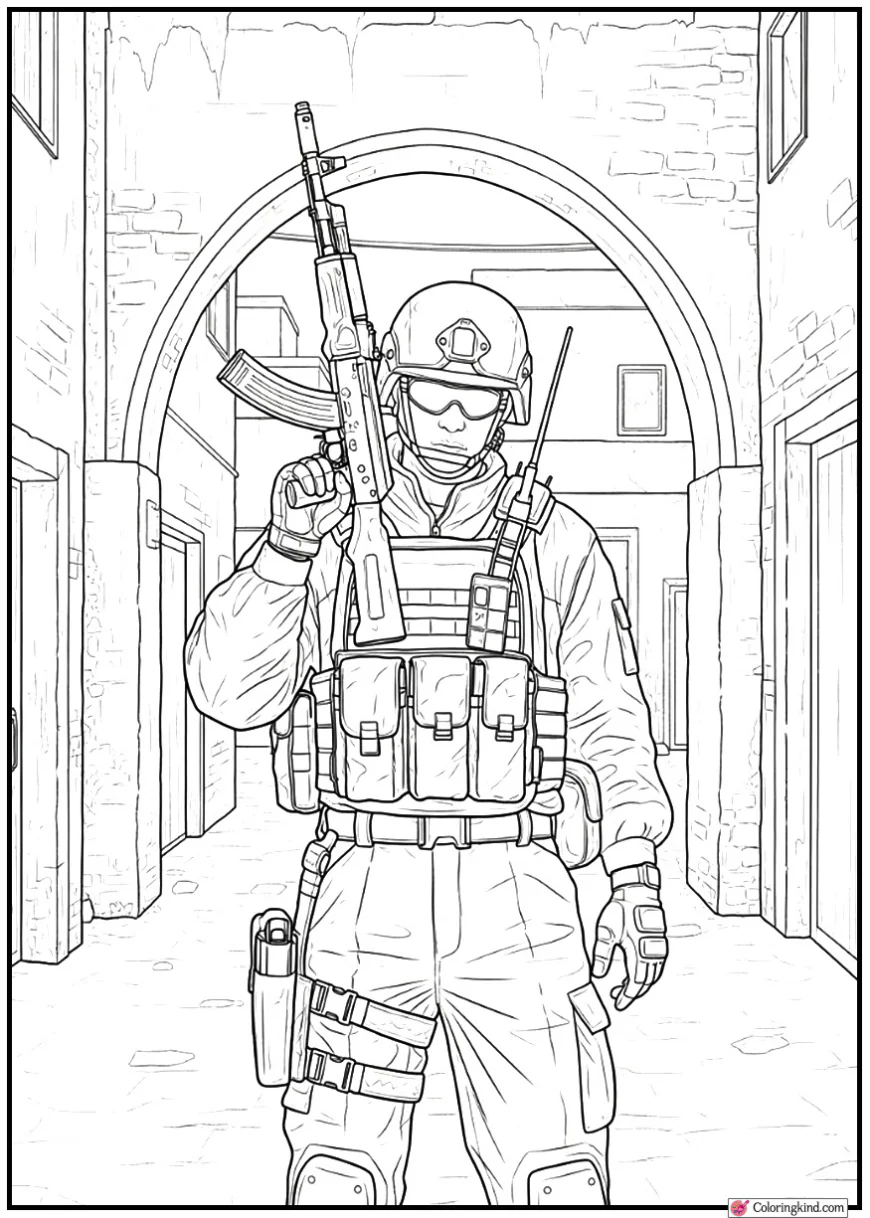 Counter-Strike Operative Holding AK-47 in Dust II