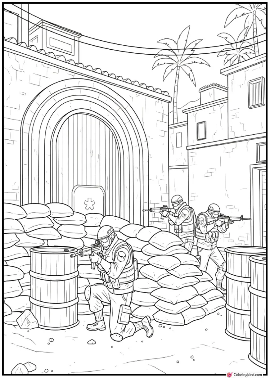 Counter-Terrorist Squad Defending Bombsite A on Dust