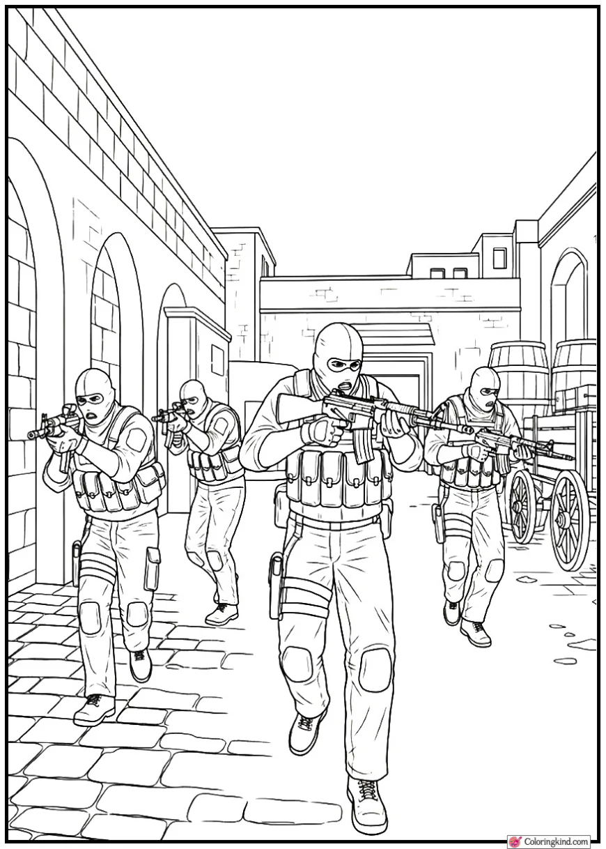 Terrorist Team Pushing Inferno Banana with Rifles