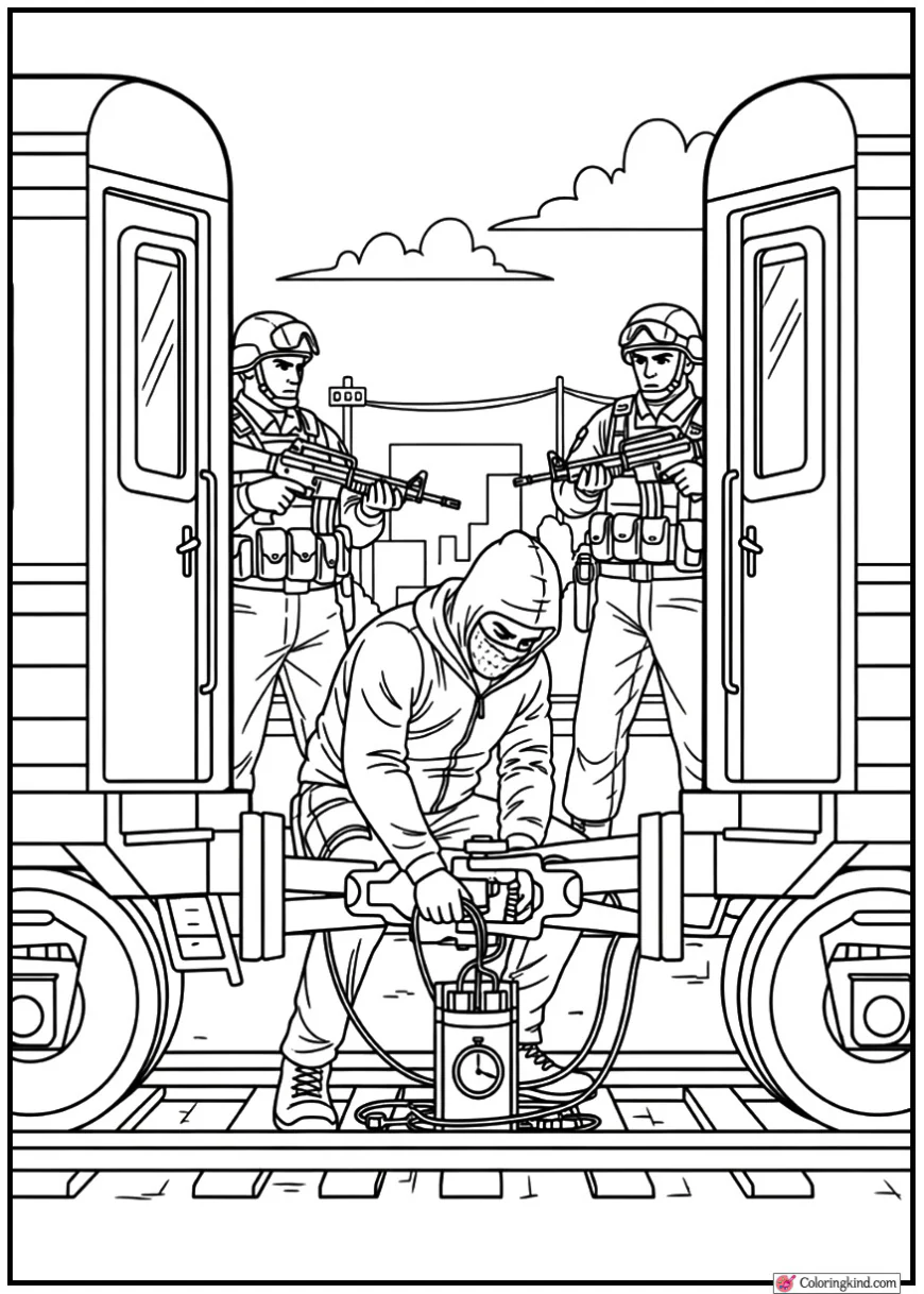 Terrorist Planting Bomb Between Train Cars Under Heavy Guard