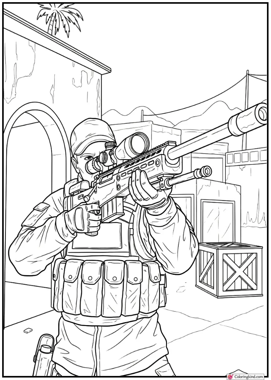Counter-Strike Soldier Aiming Sniper Rifle