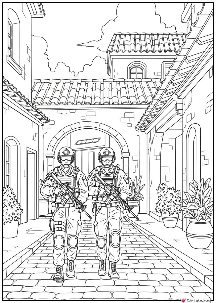 Counter-Terrorist Soldier Patrolling Inferno Village Street